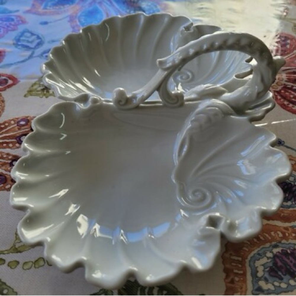 Vtg Gerold Porzellan Bavaria West Germany White Porcelain Divided Candy Nut Dish